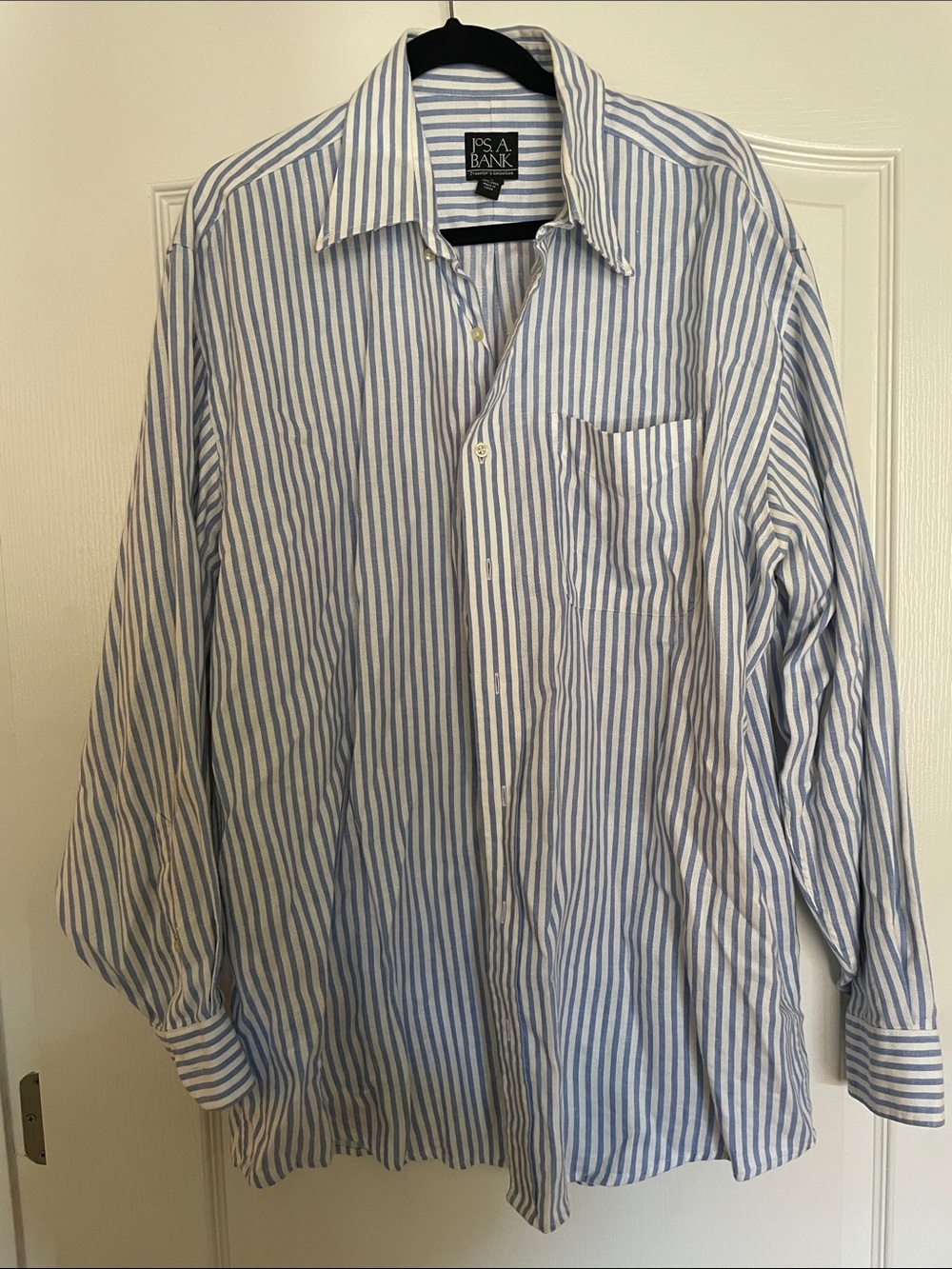 Jos. A. Bank Men’s Blue and White Stripe 100% Linen Shirt XL